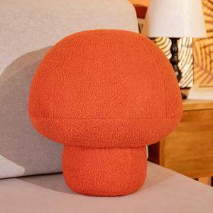 Coussin Champignon Moelleux et Mignon Orange Foncé 50cm