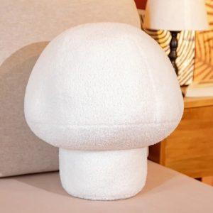 Coussin Champignon Moelleux et Mignon Blanc 50cm