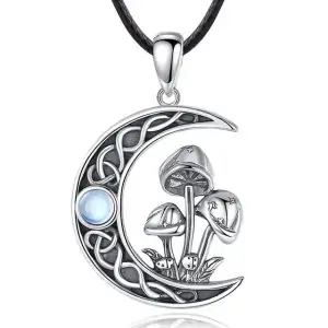 Collier Champignon Nœud Celtique Argent 925 Avec Corde 24 Pouces