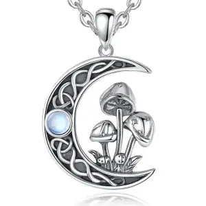 Collier Champignon Nœud Celtique Argent 925 Avec Chaine 18 Pouces