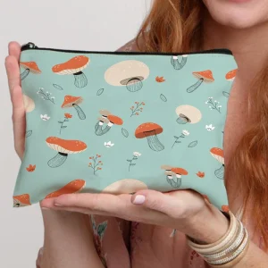 Sac Champignon de Maquillage Champi-Fleur sur Bleu