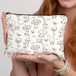 Sac Champignon de Maquillage Classique Noir sur Blanc