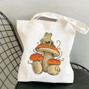Sac Champignon en Toile 40cmX45cm La Grenouille et les Bolets Glorieux