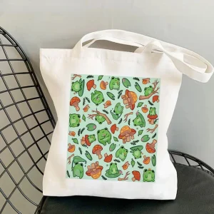 Sac Champignon en Toile 40cmX45cm Grenouille Artistique