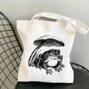 Sac Champignon en Toile 40cmX45cm Parapluie Grenouille