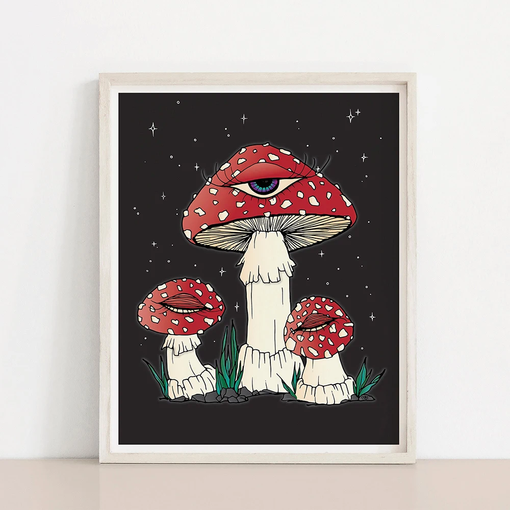 Peinture Champignon Sur Toile Sans Cadre 40cmX60cm Champi-Enchanté