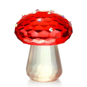 Statue Champignon Exquise en Cristal Rouge 1 Pièce Environ 7.3cmX8.7cm 409g