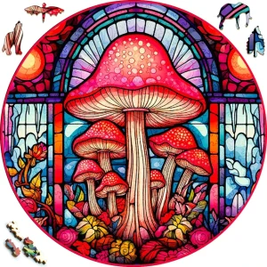 Jeu Champignon en Bois Puzzle Les Champignons Merveilleux 300 Pièces - Taille Approximative 29cmx29cm