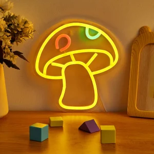 Lampe Champignon Jaune Enseigne LED Néon Alimentée par USB 5V