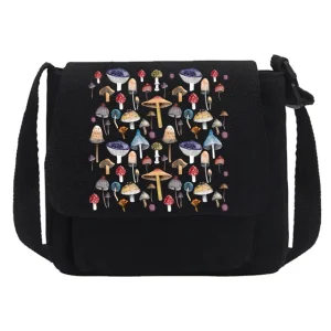 Petit Sac Champignon en Toile à Bandoulière Les Champignons Grégaires